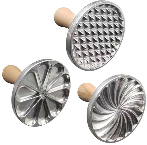 Aginkgo 3Pack Cookie Stamps Set Cookie Press Cutter Mold with Wooden Handle Biscuit Embossing Stamp Mold for DIY Baking Tool Cake Pastry