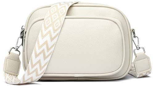 GUDIDBAG Umhängetaschen Damen Schultertaschen Damen Crossbody Bag Leder Breiter Gurt Handtasche Damen Abnehmbar Schultergurt Beige