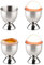 Yitobici Eierbecher aus Edelstahlmit, Fuß, stapelbar, 4er Set Eierhalter Tablett,Silber