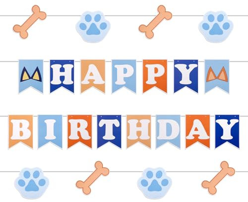 Bluey Birthday Banner, Dog Themed Party Supplies, Happy Birthday Sign for Decorations