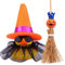 Mwmoeen Halloween Auto Gummi Ente Dekoration, lustige Ente Auto Armaturenbrett Ornamente mit Magic Hat Besen Rock Halskette und Sonnenbrille für Halloween Thema Party Gefälligkeiten(B5)