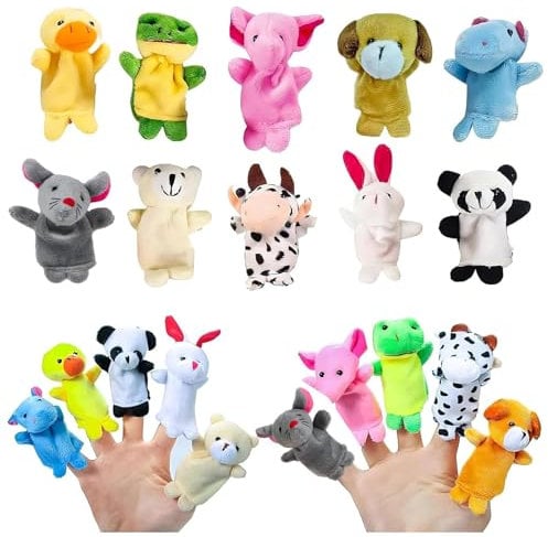 PGKDYC 10Pcs Soft Finger Puppets, Animal Finger Puppets for Toddlers & Babies, Soft Plush Baby Party Bag Fillers, Educational Storytelling Toys with 10 Assorted Characters
