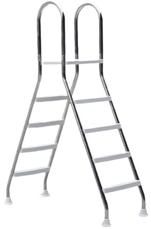 Poolleiter mit 4 Stufen und rutschfester Plattform, 135 cm oberirdische Poolstufen, dicke 304 Edelstahltreppe für Schwimmbad, einfache Installation und langlebige Konstruktion.