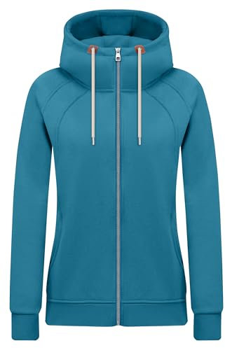 KEBORUILA Hoodie Damen Sweatjacke Kapuzenjacke Herbst Winter Sweatshirt Kapuzenpullover Mit Kapuze Reißverschluss Oberteile 2025 BlauerSee L