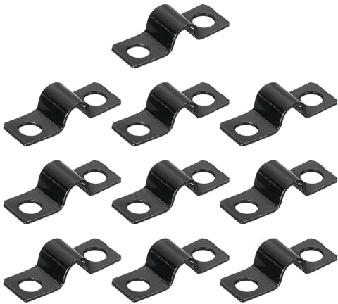 sourcing map 100Pcs U-Shaped Pipe Clamp, 1/4 Inch(6mm) 2 Hole U-Tube Strap Clamp Heavy Duty Connector Bracket for Conduit Cables Wire Cord, Black