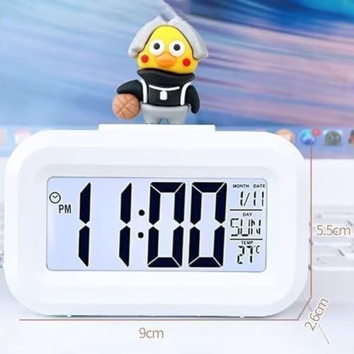 Wecker mit Cartoon-Motiv und mehreren Klingeltönen und Temperaturanzeige, ideal für Kinderzimmer (Basketball-Junge)