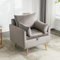 Merax Sessel Teddy-Samt Ohrensessel mit Kissen Loungesessel mit Armlehnen modern Holzbeine Einzelsofa Relaxsessel Polstersessel für Wohnzimmer/Lesezimmer, Grau4