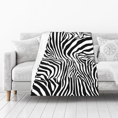 KEDDJI Motivo zebrato Coperta calda in pile di flanella, morbida e soffice, da usare come copriletto/lenzuola 102 x 127 cm