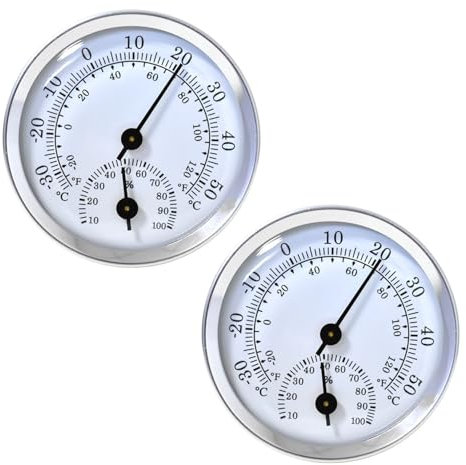 Eupneicu Thermometer Hygrometer, 2 in 1 igrometro umidità casa, Ambiente Misuratore di Umidità, Ampiamente Utilizzate in Casa, Giardino, Serra o Veranda [2 Pezzi]
