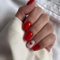 SXVME French False Nails Short, White Red Press On Nails Square with Heart Desgin Natural Nude Acrylic Fake Nails Press ons Full Cover Stick on Nails For Women 24 Pcs