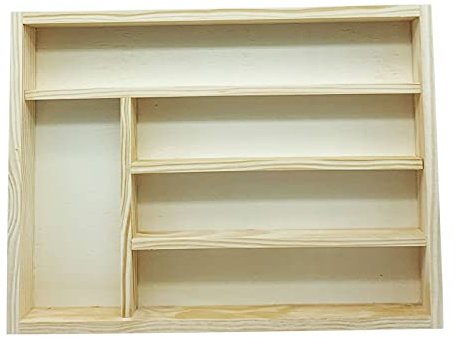 Acan Tradineur - Cubertero, Organizador de Cubiertos de Madera con Tapa, 5 Compartimentos, Bandeja, Porta Utensilios para cajón, Cocina - 35,5 x 26,5 x 4,8 cm
