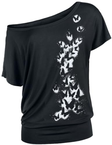 Full Volume by EMP Damen schwarzes T-Shirt mit großem Schmetterling-Frontprint