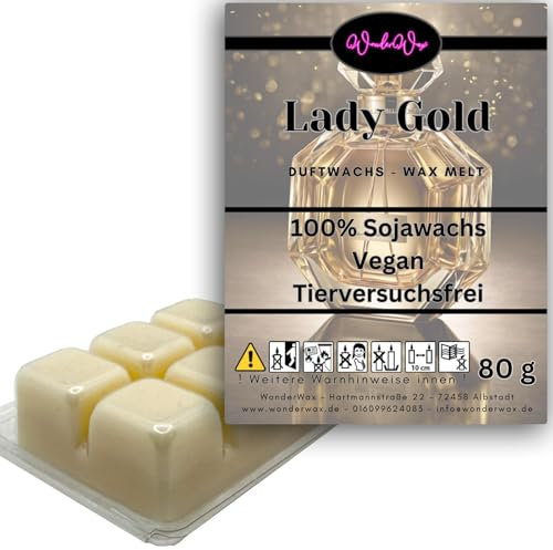 WonderWax Duftwachs Wax Melts für Duftlampe, 6 Würfel Duftmelt Wachsmelt Sojawachs Duftwachswürfel für Raumdüfte, Wachs mit Duftöl Indoor Melts Duftwachs für Aromalampe Lady Gold