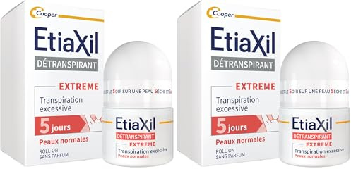 ETIAXIL - Déodorant Détranspirant - Traitement Transpiration Excessive - Aisselles - EXTREME Peaux Normales - Efficacité 5 jours -15 ml (Lot de 2)