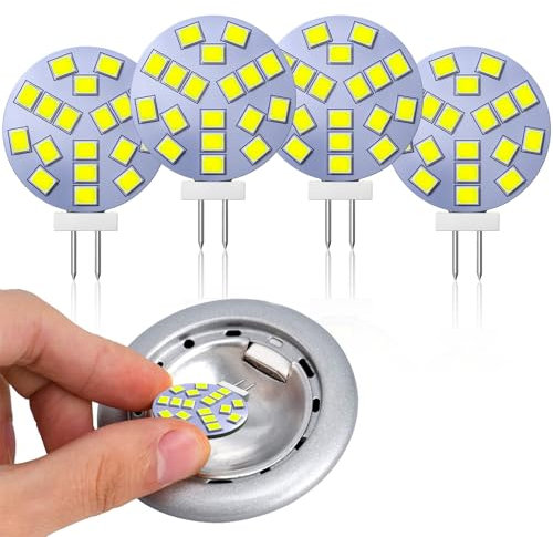 Lamptobe G4 Bombillas LED Blanco Frío, 2W Equivalente a 20W Halógeno, G4 Bi-Pin Base, AC/DC 12V, 6500K, 120° Gran Angular, 260 LM, Iluminación empotrada, Iluminación de la pista, no regulable, 4-Pa