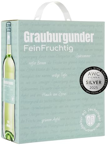 Jechtinger Grauburgunder FeinFruchtig 3 Liter Wein-Box - SILBER 2025 AWC Vienna - Weißwein fruchtig & ausgewogen mit Aromen nach Birne & Zitrus (1 x 3,0 l)