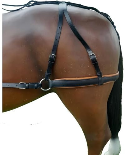 Brama West Hintergeschirr Pferd | für Einspänner- und Zweispännergeschirre | aus hochwertigem Leder (Schwarz/Braun, Cob)