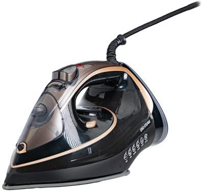 OROMED ORO-STEAM Dampfbügeleisen, Leistung 3200 W, Tropfsperre, Selbstreinigung, Dampfbügeln, 220g, Steigbügeln, Trocken- und Dampfgold