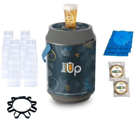 BEER UP décor Origin Tireuse à bières portative - 10 verres - fûts Beertender - 20h de froid sans électricité - remplissage par le fond des verres