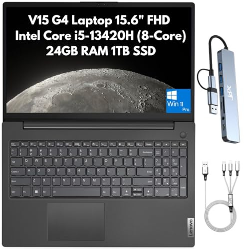 Lenovo V15 Gen 4 Business Laptop, 15.6 FHD Display, 13th Gen Intel Core i5-13420H 8-Cores, 24GB RAM, 1TB PCIe SSD, Webcam, Wi-Fi 6, Ethernet, HDMI, Docking Station, Copilot Windows 11 Pro