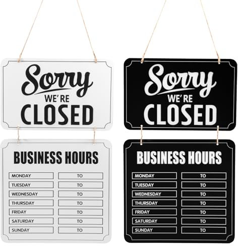 2 Stücke Offen Geschlossen Schild, Reversible Open Closed Doppelseitiges Aufhängen Holz Business Stunde Schild mit Hanging Seil Geschäfte Hängeschild Florist Cafe Store Restaurant Café Hotel