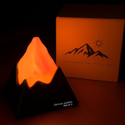 Vulkan Nachtlicht LED Dimmbar mit Timer, Nachtlicht für Kinder, Wiederaufladbares Nachtlicht für Schlafzimmer, Dekolicht für Schlafzimmer & Wohnzimmer, Geschenkidee für Erwachsene & Kinder, Schwarz