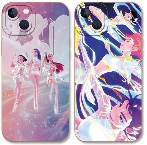 TBNMBGY 2 Stück Handyhülle für iPhone 13 6,1 Hülle, Silikon Weiche TPU Schutzhülle mit Kpop Hunters Idol Zoey Rumi Mira Cartoon Character Muster Fallschutz Kameraschutz Mädchen Case,Manga