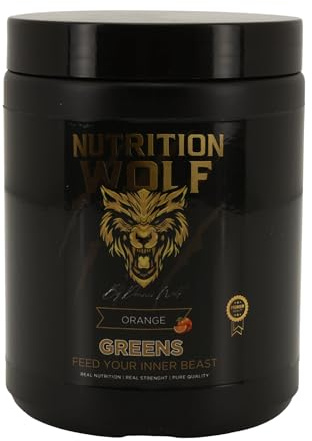 Gymtrail Nutrition Wolf Greens Pulver, Vitalstoffreiches Superfood mit Spirulina & Ashwagandha für Fitness, 300g Orange