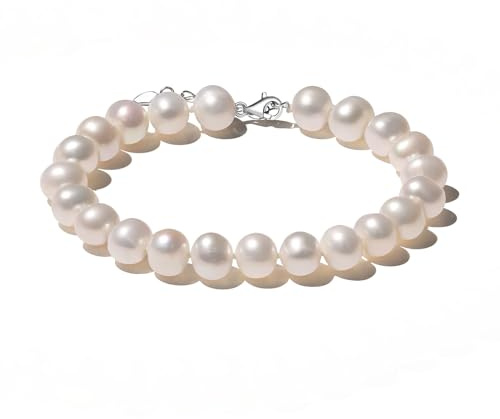 YAMI Perlenarmband Damen, 8-9mm Süßwasserperlen Armband | 18-Zoll-Barockperlenarmband/Perlenarmband, ein elegantes Schmuckgeschenk, ideal für Jahrestage, Geburtstage und den Muttertag