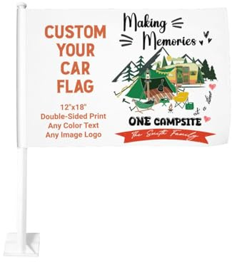 Individuelle Autofahnen, doppelseitig bedruckt, Fensterflagge für Fahrzeug (nur Flagge) | 30,5 x 45,7 cm, gestalten Sie Ihren eigenen Text/Bild/Logo, Allwetter-Polyester, personalisierte Autoflaggen (nur Flagge)