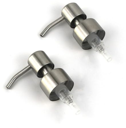TOYANDONA Soap Dispenser Pump with Nozzle Stainless Steel 2pcs Replacement Bottle Caps for Bathroom and Home Use