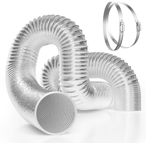 VIVOSUN 4 Inch 25 Feet Flex Air Aluminum Duct for Ventilation, 2 Clamps Included, Long Heavy-Duty Multi-Layer Dryer Hose Vent Kit, Duct Fan Systems