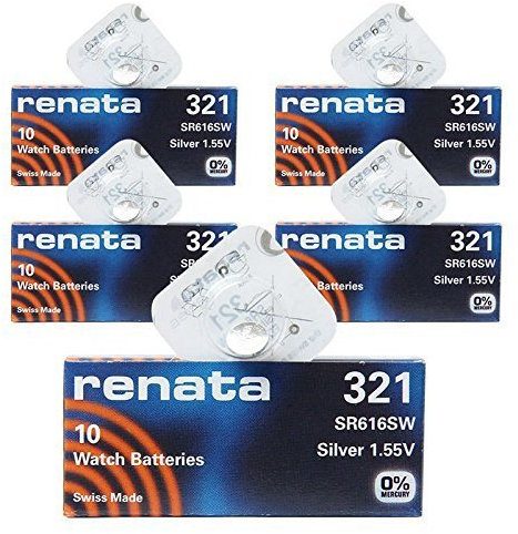 Renata 321 SR616SW 5 Pack x 10 = 50 Silber 1,55 V Made in Swiss