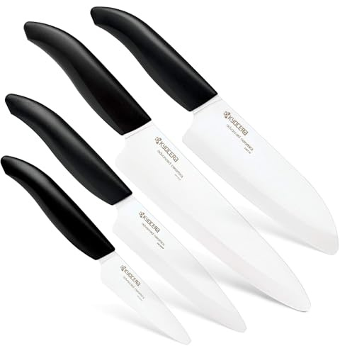 KYOCERA Revolution 4-Pc Ceramic Knife Set: Chef’s, Santoku, Utility&Paring