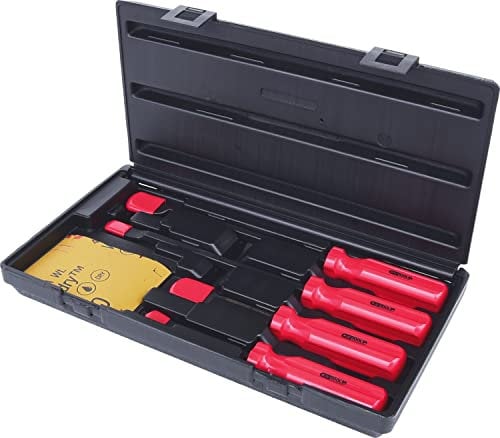 KS Tools 907.2230 - Pack de 4 rascadores de juntas, acodado 10°, en caja de plástico
