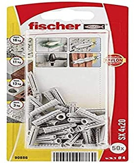 fischer - Tacos para hormigón, tacos fischer pared 4x20, 50 unidades