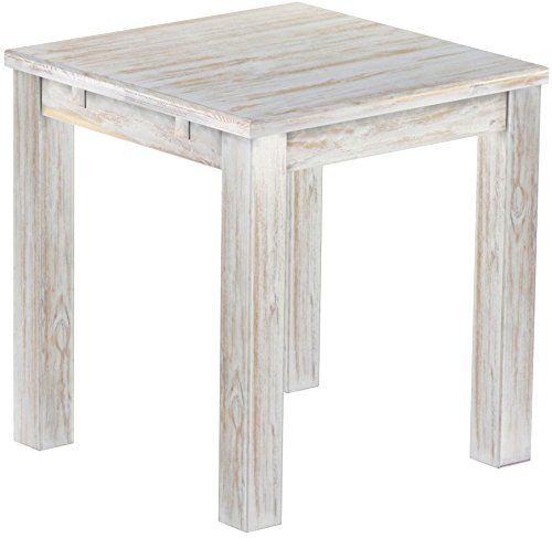 Esstisch Rio Classico 73x73 cm Shabby Brasil Holz Pinie Massivholz Esszimmertisch Echtholz ausziehbar vorgerichtet für Ansteckplatten Brasilmöbel