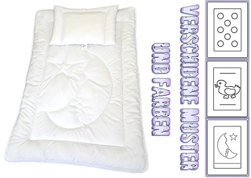 TM Maxx Baby Set Kinder Set Bettdecke U-Kissen Mond Motiv Mikrofaser Farbe Weiß Decke Bettdecke 100x135 cm + U-Kissen 40x60 cm mit Öko-Tex Nachhaltiges Produkt