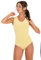 Evoni Damenbody Größen | Damen Overall Bodysuit mit Rundhals | breite Träger | Verschluß-Haken | Unterzieh-Body mit optimaler Passform | sportlicher Damen-Body, Gelb, S