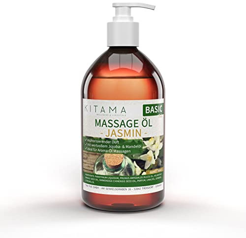 Kitama Massageöl Aroma Jasmin - Körper-Öl für Massagen - Pflegeöl - Aroma-Öl - pflegendes Entspannungs-Öl - Thai - 500ml