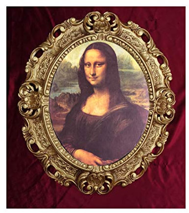 Mona Lisa Bild mit Barock Rahmen Wandbild von Leonardo da Vinci 45x38 cm Oval Kunstdrucke Gemälde Retro Repro Antik für Home Büro Praxis Café (Gold) 46B