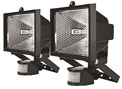 Garden Mile® 2 x 400 W Halogen-Flutlicht mit PIR-Bewegungssensor | Wetterfestes automatisches Sicherheitslicht für den Außenbereich, verstellbarer Schwenkkopf-Detektor mit 180-Grad-Winkel (2)