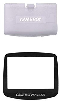 Replacement Class Screen Lens Cover & Battery Cover Door Lid Case for Game Boy Advance GBA Transparent Purple