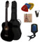 4/4 LINKSHAND GITARRE - KONZERTGITARRE IM SET FÜR LINKSHÄNDER - CLASSIC - SCHWARZ - DECKE LINDENHOLZ - TASCHE - BAND - SAITEN - 3xPIK - STIMMGERÄT ET33B - CK110L