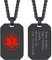 Bandmax personalisiert Erkennungsmarke mit Medical Alert Symbol schwarz Edelstahl achteckige Dog Tag mit Weizenkette ICE SOS Identifizierung Gravur Accessoire für Diabetes Typ 1/2