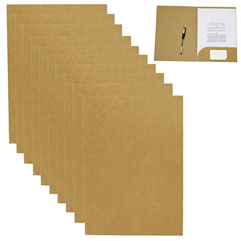 Smiling Art Präsentationsmappe Sammelmappe Dokumentenmappe in A4 aus 320g/m² Kraftpapier 10 Stück einsetzbar für Schule, Uni, Projekt, Business (Beige, 10er)