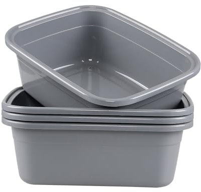 Minekkyes Bacinella Bucato Grande, Set di 4 Grigio Bacinella in Plastica, Bacinella Rettangolare