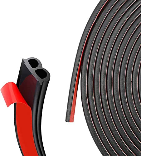 Dricar Car Door Seal Strip, 32.8Ft/10M Long Self Adhesive Automotive Rubber Draught Seal Weatherstrip for Car Window Door Soundproofing Engine Cover (B Shape, Black)