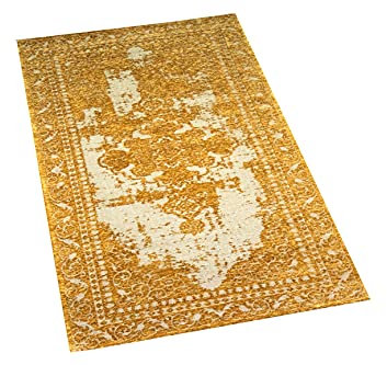 CARPETIA Moderner & Klassischer Teppich Orientteppich Wohnzimmer Teppich in Gold Silber Größe 80x150 cm