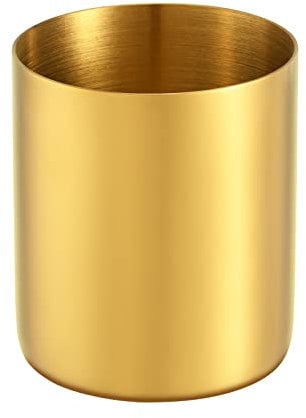 luvtree Goldfarbener Runder Edelstahl 304# Stiftehalter,Stifthalter aus Metall, Schreibtisch Stifteköcher,Make-up-Pinsel-Aufbewahrung,Kosmetik Organizer/Pinselhalter,Badezimmer-Zahnbürstenbecher